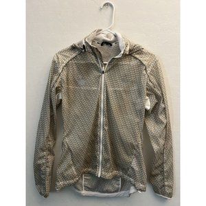 Sugoi Womens Cycling Run Jacket Size Small White Lightweight Wind Rain Hood Rare